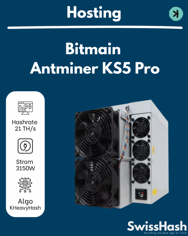 Bitmain Antminer KS5 Pro Mining-Gerät mit 21 TH/s Hashrate und 3150W Stromverbrauch für Kaspa (KHeavyHash).