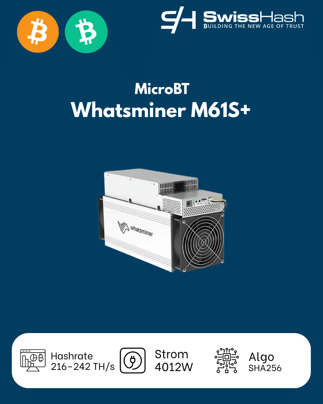 MicroBT Whatsminer M61S+ Whatsminer M61S+ 216-242 TH/s – Bild 1